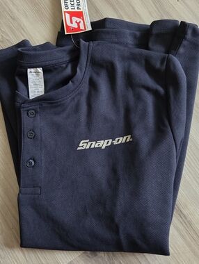 Snap-on Tools Long Sleeve Henley Mesh Performance Shirt Men's Size XL Blue NWT